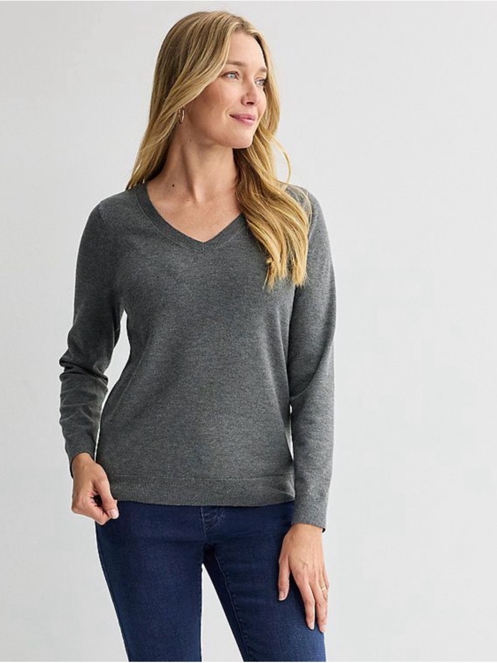 Croft & Barrow Gray V-Neck Sweater